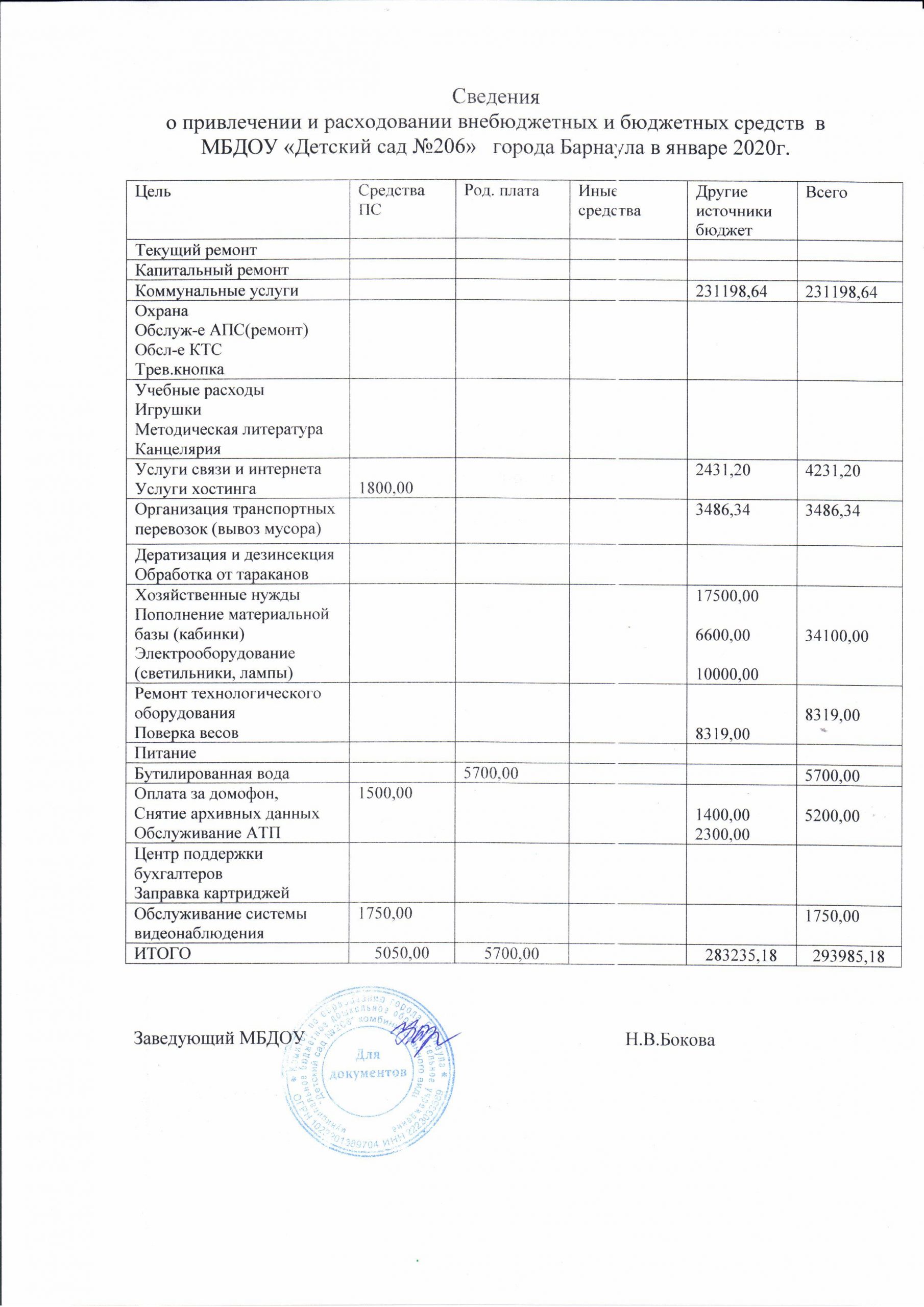 Финансово-хозяйственная деятельность – МБДОУ «Детский сад №206»